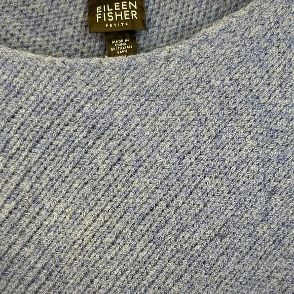 Eileen Fisher Petite Blue Boatneck Sweater – Wool Blend – Size PM – Preowned - Picture 2 of 6